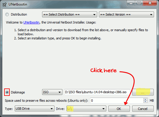 using unetbootin to create bootable usb of ubuntu 14.04