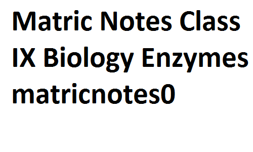 Matric Notes Class IX Biology Enzymes matricnotes0