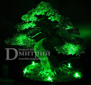 sharimiki, ночной светильник, бисерное дерево, бисер, бонсай, bead, tree