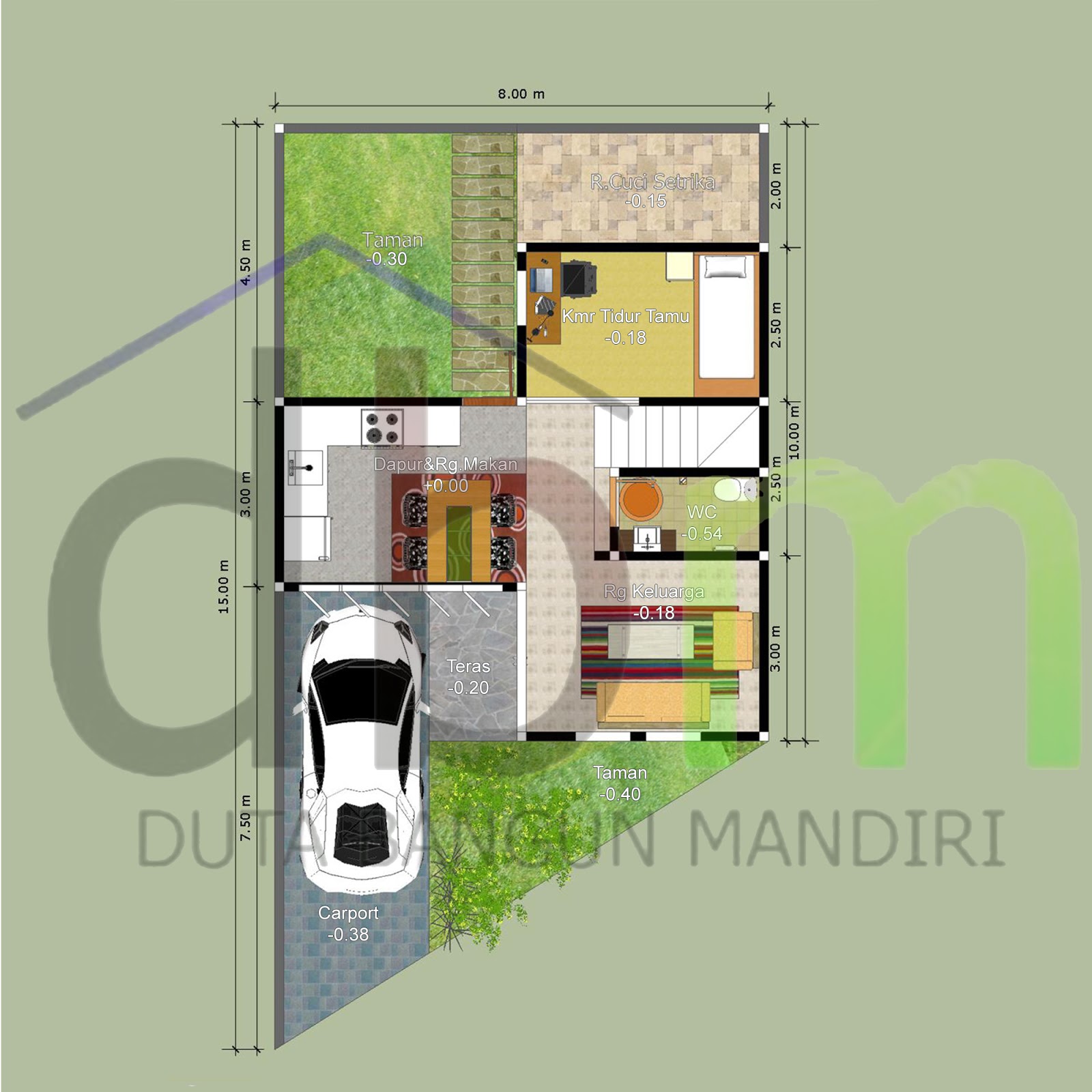 Duta Bangun Mandiri Desain Rumah 2 Lantai Di Lahan Berbentuk