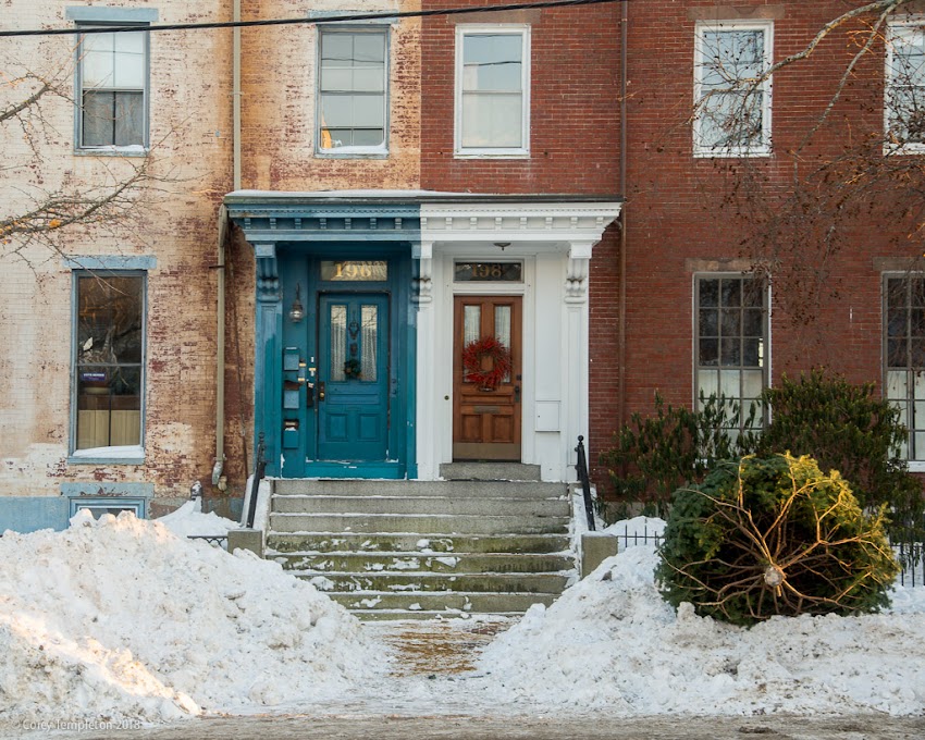 Portland, Maine USA January 2018 photo by Corey Templeton. A discarded tree waiting to be picked up from Danforth Street.