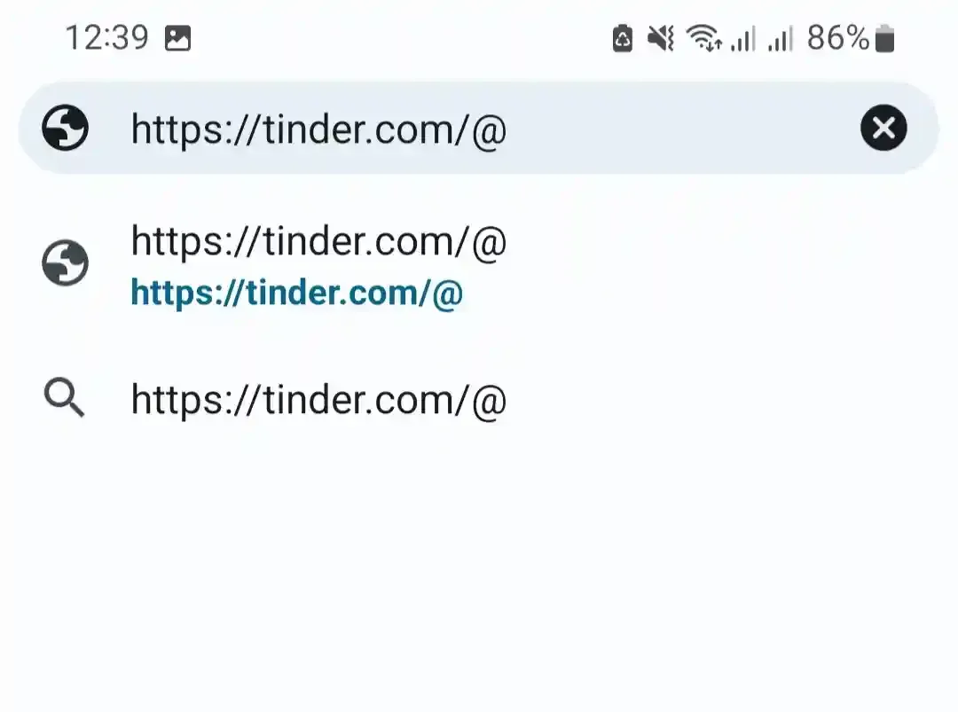 Search for a Tinder profile name using a browser