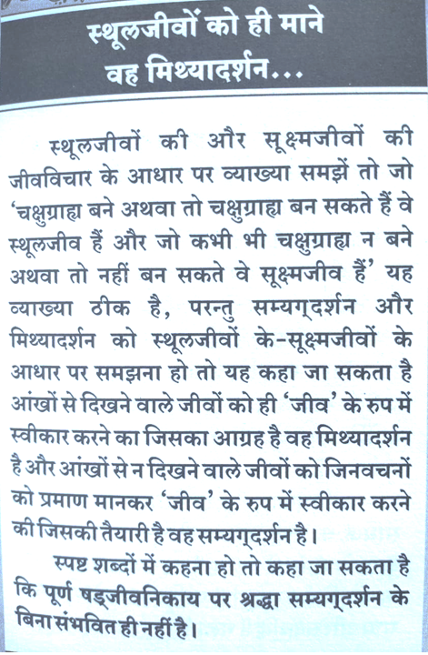 sthuljiv mithyadarshan,only believe in what is seen mithyadarshan,samyakdarshan see and believe in shastra,