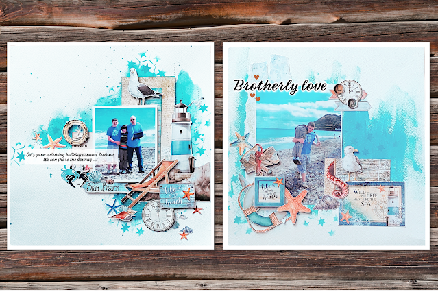 Beach themed scrapbook pages: How to tell your summer story. Project by Lou Sims