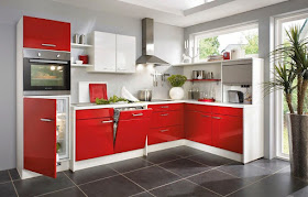 cocina moderna rojo gris