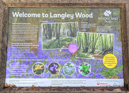 The information board at the entrance to Langley Wood