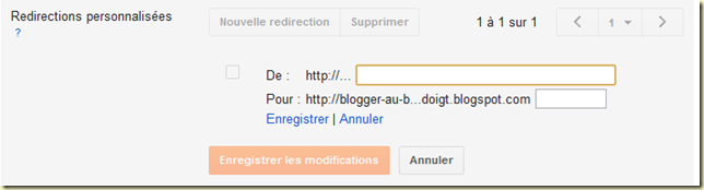 redirections personnalisées sur blogger blogspot