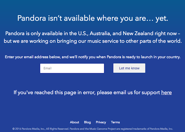 Pandora is only Available in US and New Zealand for now