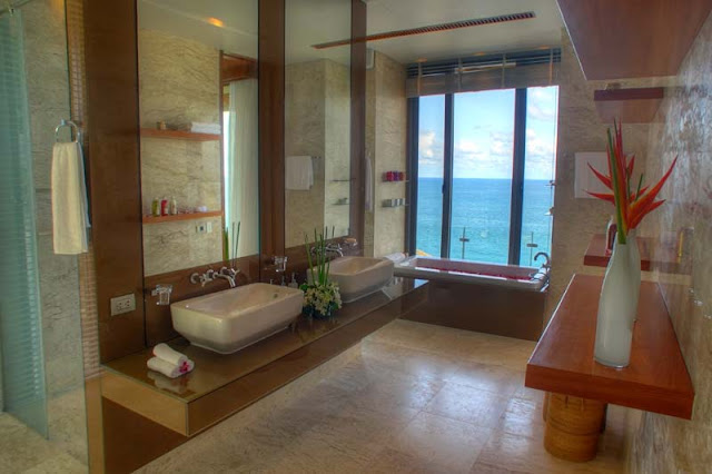 Two sink modern bathroom in the Villa Liberty, Phuket