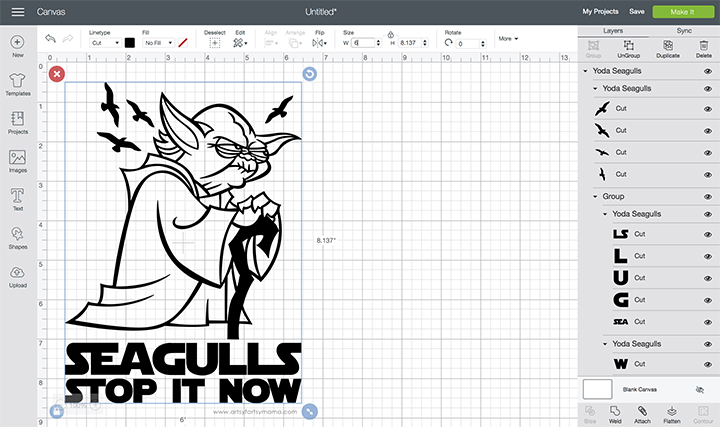 Yoda Seagulls Shirt with Free Cut File