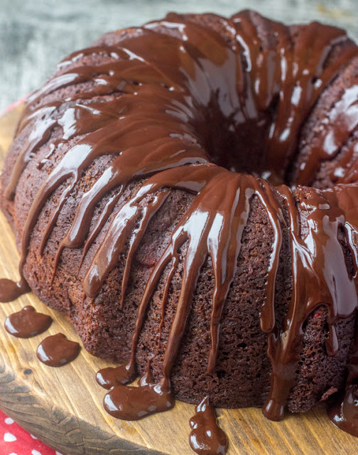 whole chocolate cherry fudge bundt cake