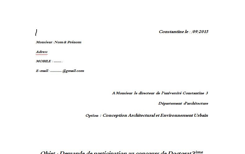 Lettre De Motivation Pour Inscription En Master Architecture