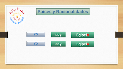 أمثلة على استخدام البلاد والجنسيات باللغة الإسبانية