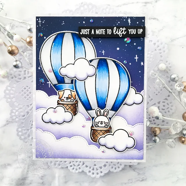 Sunny Studio Stamps: Balloon Rides Fluffy Cloud Border Dies Everyday Card by Ashley Ebben