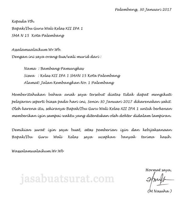 Contoh Surat Sakit Tulisan Tangan