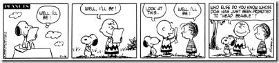 Peanuts 1970-02-16 - Snoopy's First Appearance as the head beagle