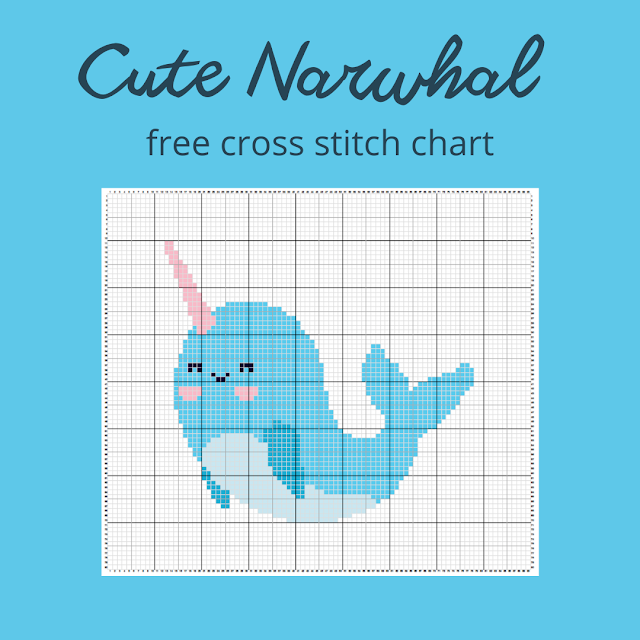 Cute Narwhal - free cross stitch chart