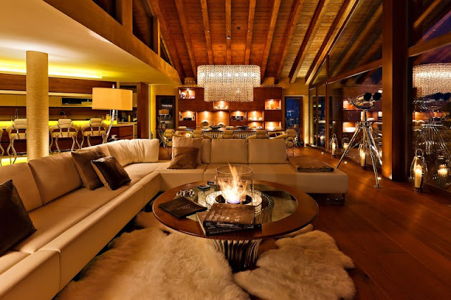 Picture of modern living room at night