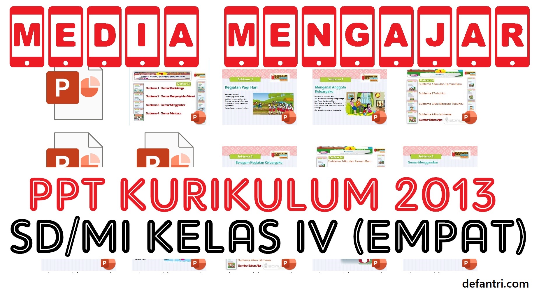 Download Media Pembelajaran PowerPoint Kurikulum 2013 Sekolah Dasar (SD) atau Madrasah Ibtidaiyah (MI) Kelas IV (Empat) Semua Tema