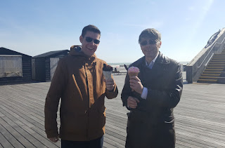 Enjoying my knitted Ice Cream alongside Hastings character John 'Big Top Ted' McIver