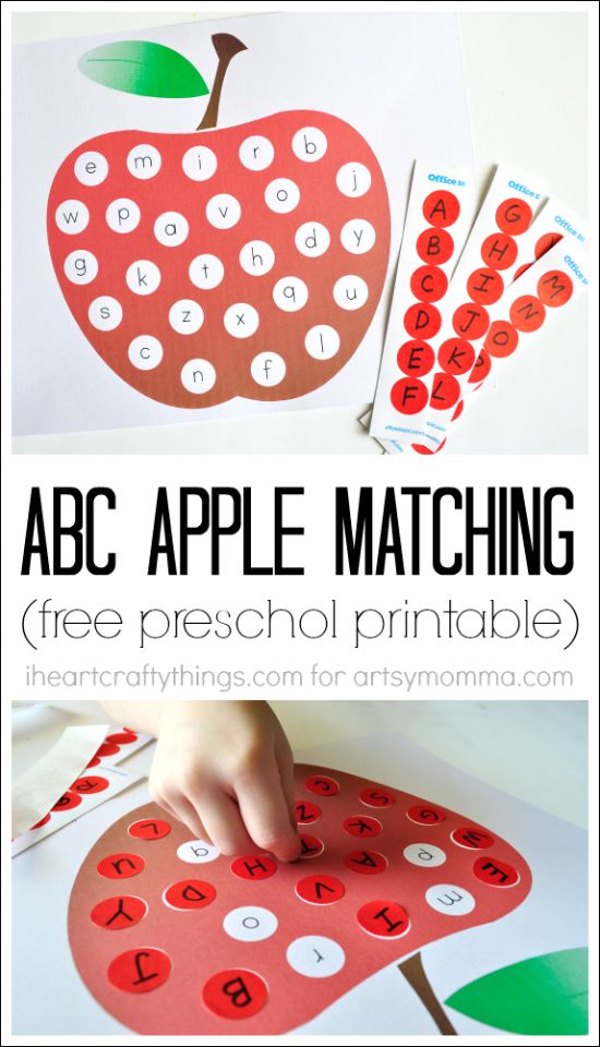 alphabet apple matching printable for preschoolers i heart crafty things