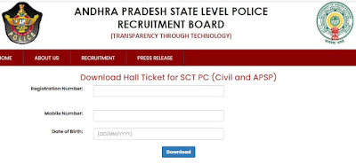 Download Hall Ticket for SCT PC (Civil and APSP) - AP Constable Hall Tickets 2023