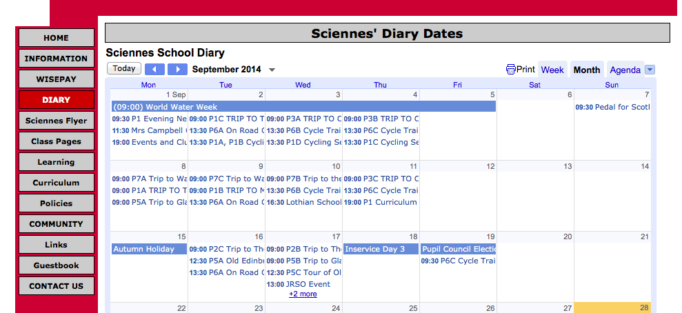 Sciennes Diary Dates