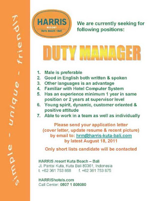 Hotel Bali Job Vacancy