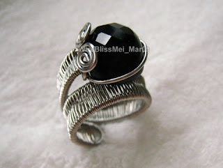 adjustable wire woven ring (Black Onyx)