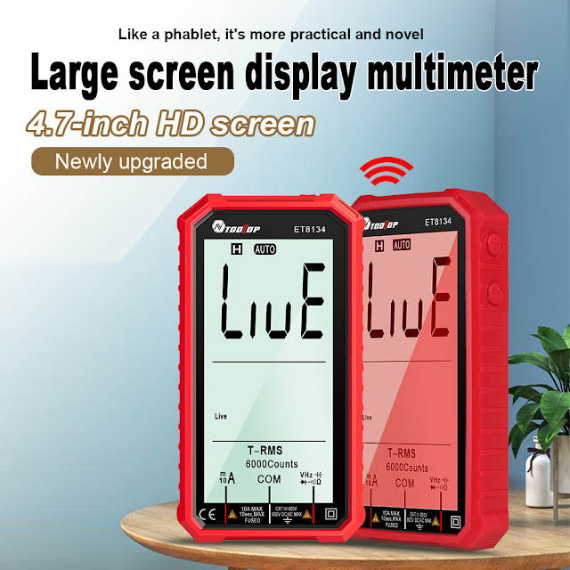 ET8134 4.7-inch Large LCD Screen Smart True RMS Digital Multimeter Automatic + Manual Measure Resistance Diode Capacitance Temperature Frequency Test