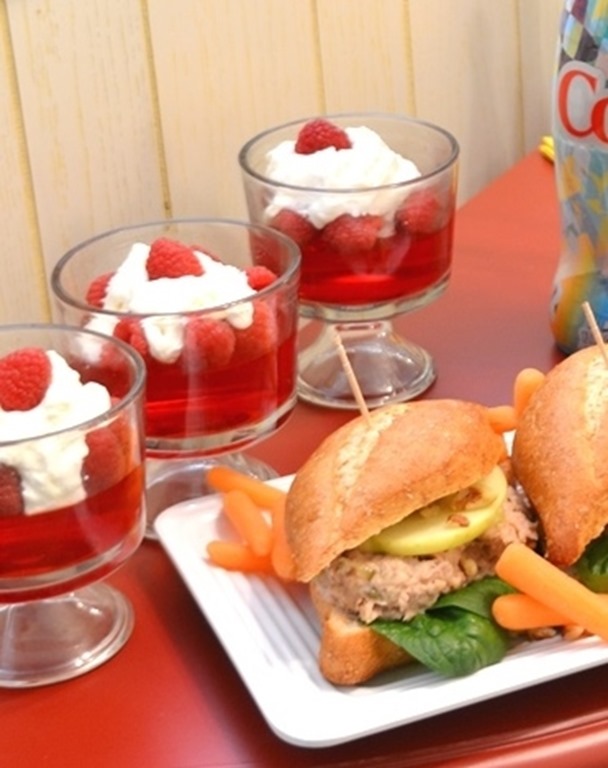 layered raspberry dessert