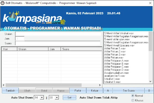 Download Aplikasi Bel Otomatis Sekolah Wulansoft V.4.0 Gratis