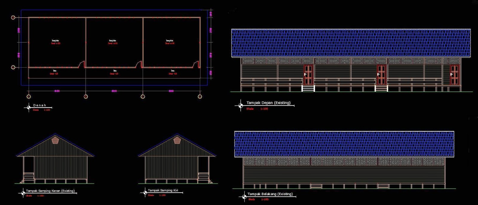 AUTO CAD GAMBAR SD 3 RKB KAYU DWG FILE SANGGAR TEKNIK