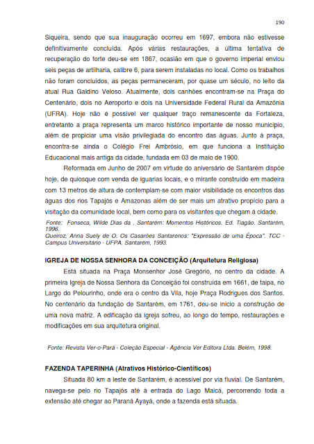 INVENTÁRIO DA OFERTA E INFRAESTRUTURA TURÍSTICA DE SANTARÉM – Pará – Amazônia – Brasil / ANO BASE 2013  - III. ATRATIVOS TURÍSTICOS