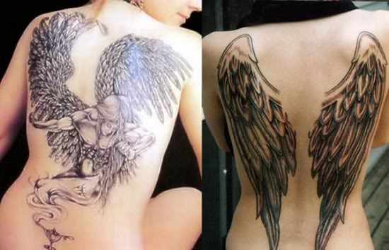 Pretty Back Tattoos Girls. Angel wings ack tattoos for Girls
