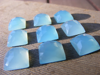 faceted blue chalcedony cab