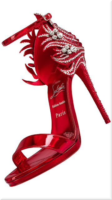 ♦Red Christian Louboutin Loubi Vega crystal-embellished stiletto sandals #christianlouboutin #shoes #red #brilliantluxury