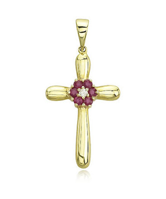 Diamond and Ruby Cross Pendant