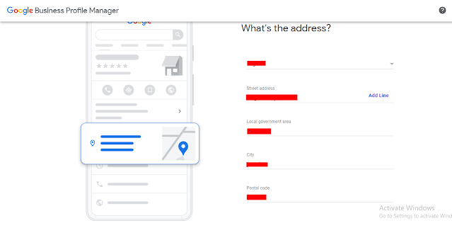 google business profile Fill in all address information