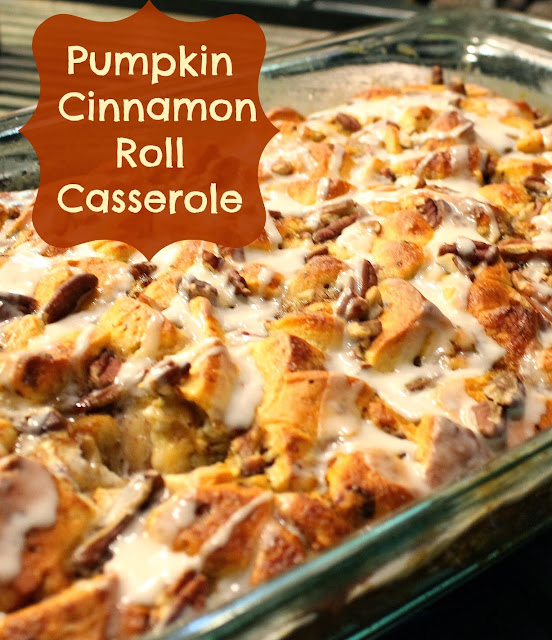 pumpkin cinnamon roll casserole fall breakfast