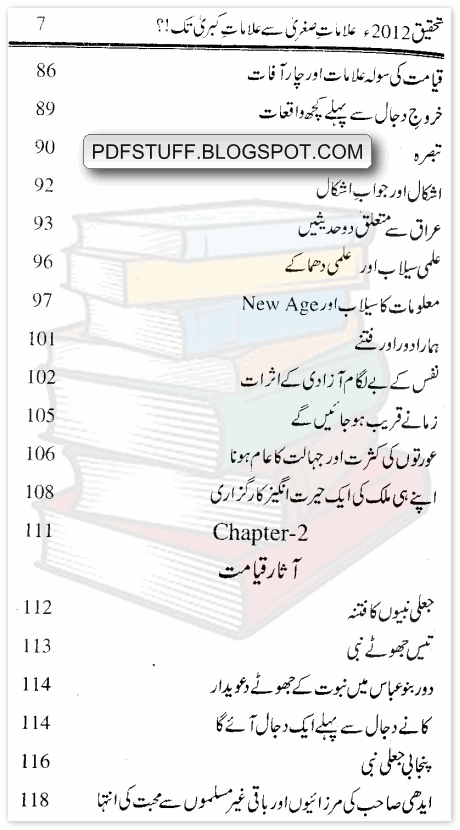 contents of Urdu book December 2012 Qayamat K Qaim Hone Ka Mahina Hai?