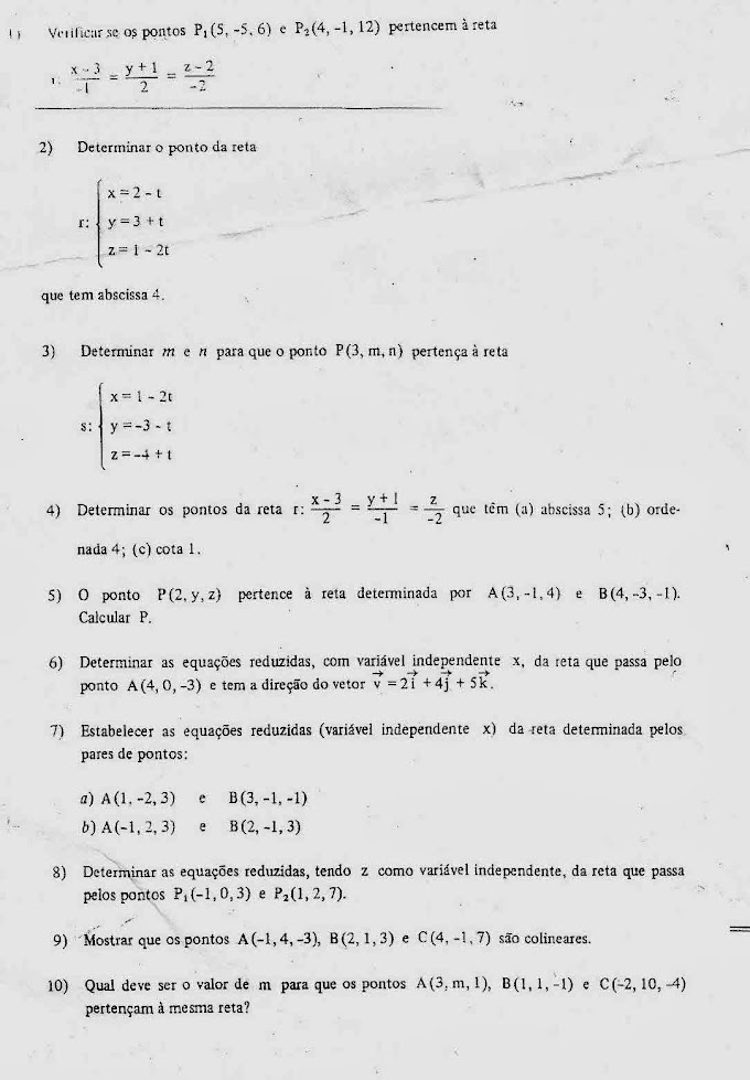 Lista de Exercícios resolvidos de Geometria Analítica 