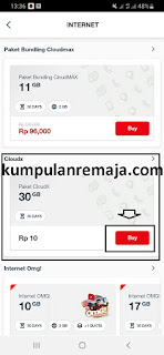 Beli Paket CloudX 30 GB harga 10 