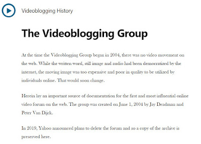  Orginal Yahoo Videoblogging Group Home Page