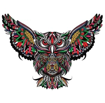 Colourful-Flying-Owl-Tattoo-Design