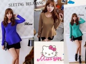 Baju Korea murah online terbaru peplum color bahan spandek