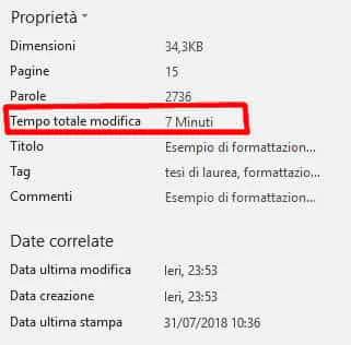 Tempo totale di modifica