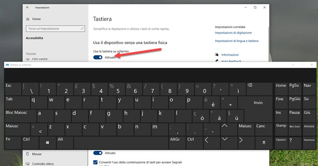 tastiera virtuale windows 10