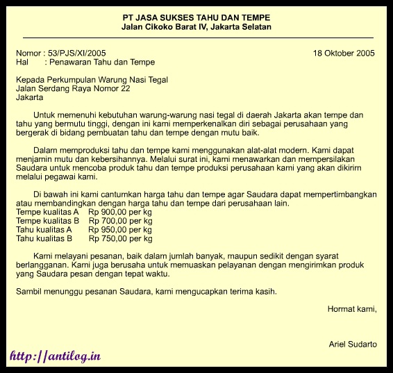 Surat Penawaran Contoh Surat Indonesia  Share The Knownledge