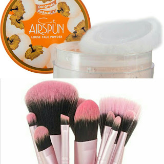 Coty Airspun loose face powder, Natural, Pueen 12 piece Brush set, 